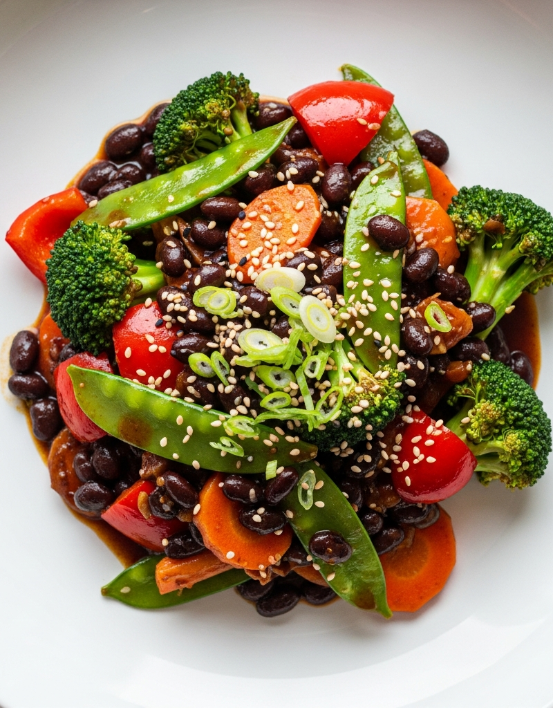 Spicy Black Bean Stir-Fry with Vegetables