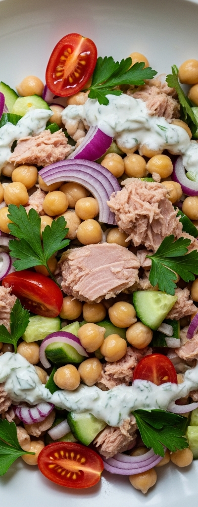 Chickpea and Tuna Salad with Yogurt Dressing