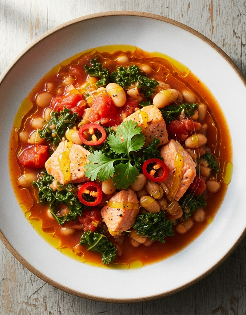 Spicy Salmon and White Bean Stew