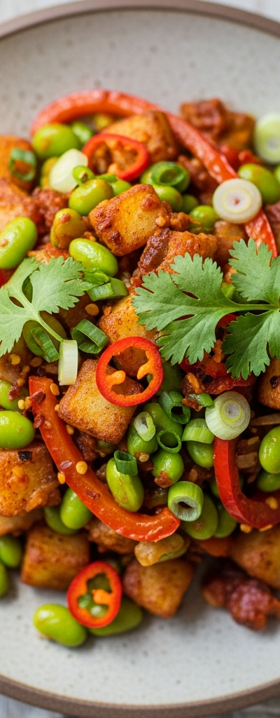 Spicy Edamame Skillet Hash