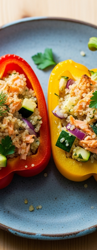 Salmon and Quinoa Stuffed Bell Peppers
