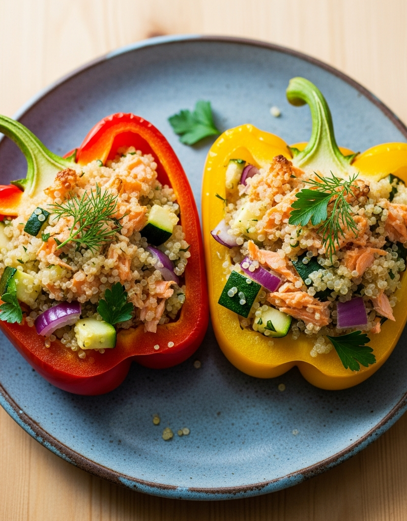 Salmon and Quinoa Stuffed Bell Peppers