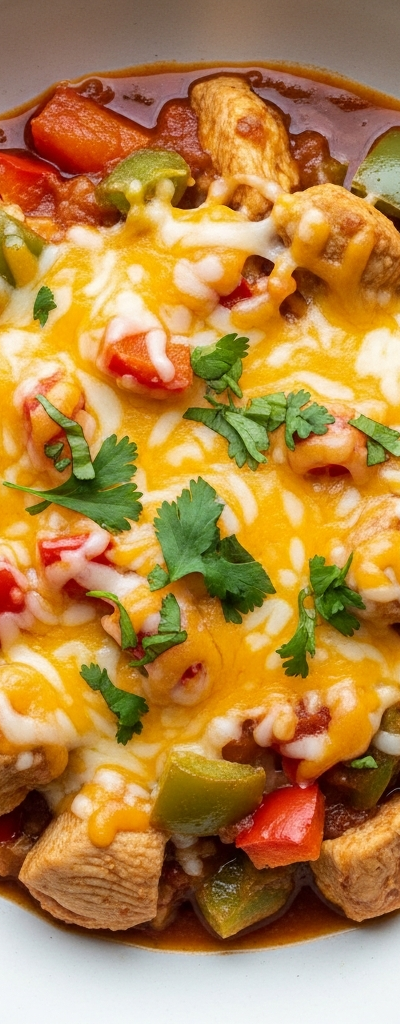 Cheesy Chicken and Bell Pepper Chili