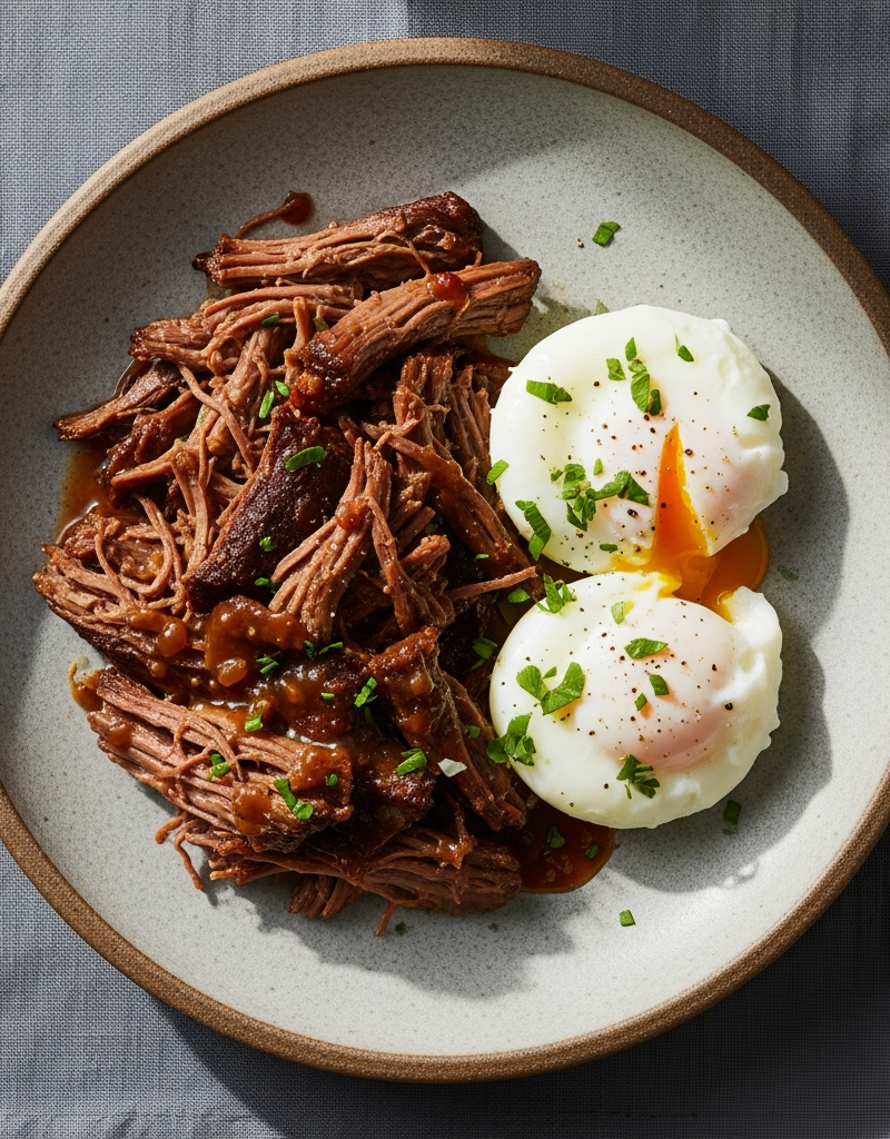 Slow-Cooked Beef and Eggs