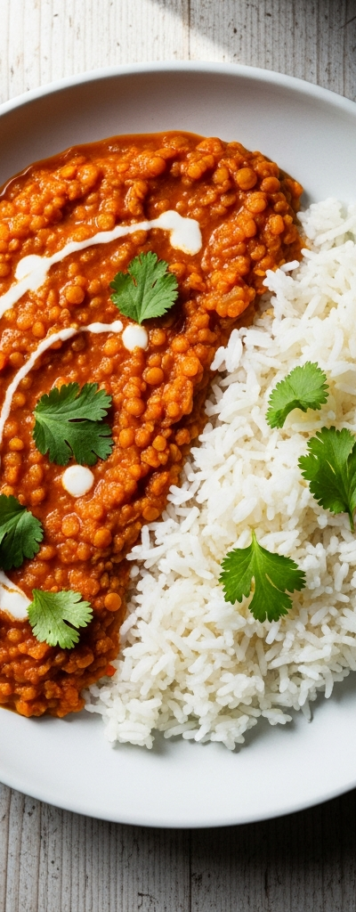 Red Lentil Curry with Rice