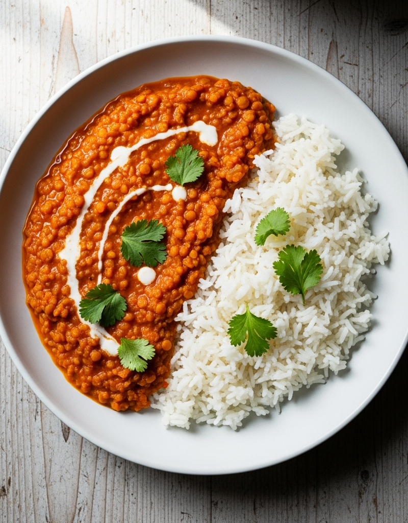 Red Lentil Curry with Rice