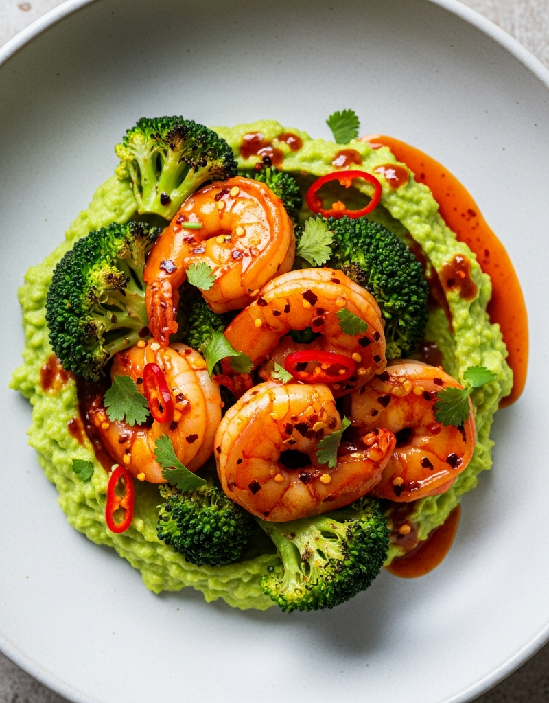 Spicy Shrimp and Broccoli Mash Bowls