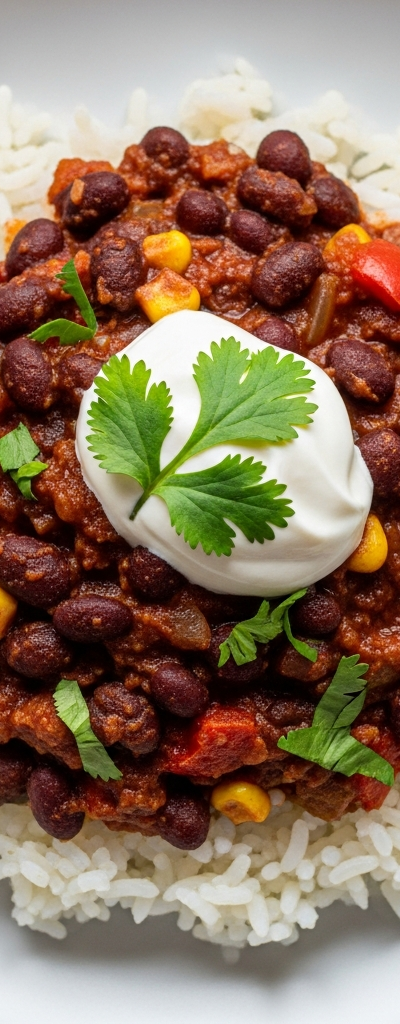 Hearty Black Bean Chili with Rice