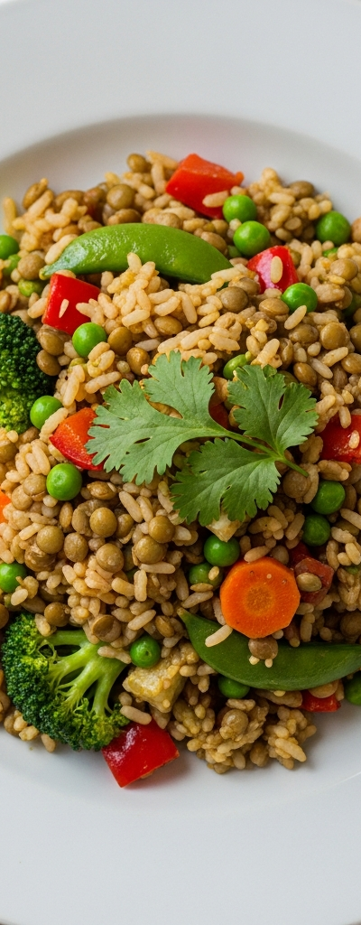 Green Lentil and Vegetable Stir-Fried Rice