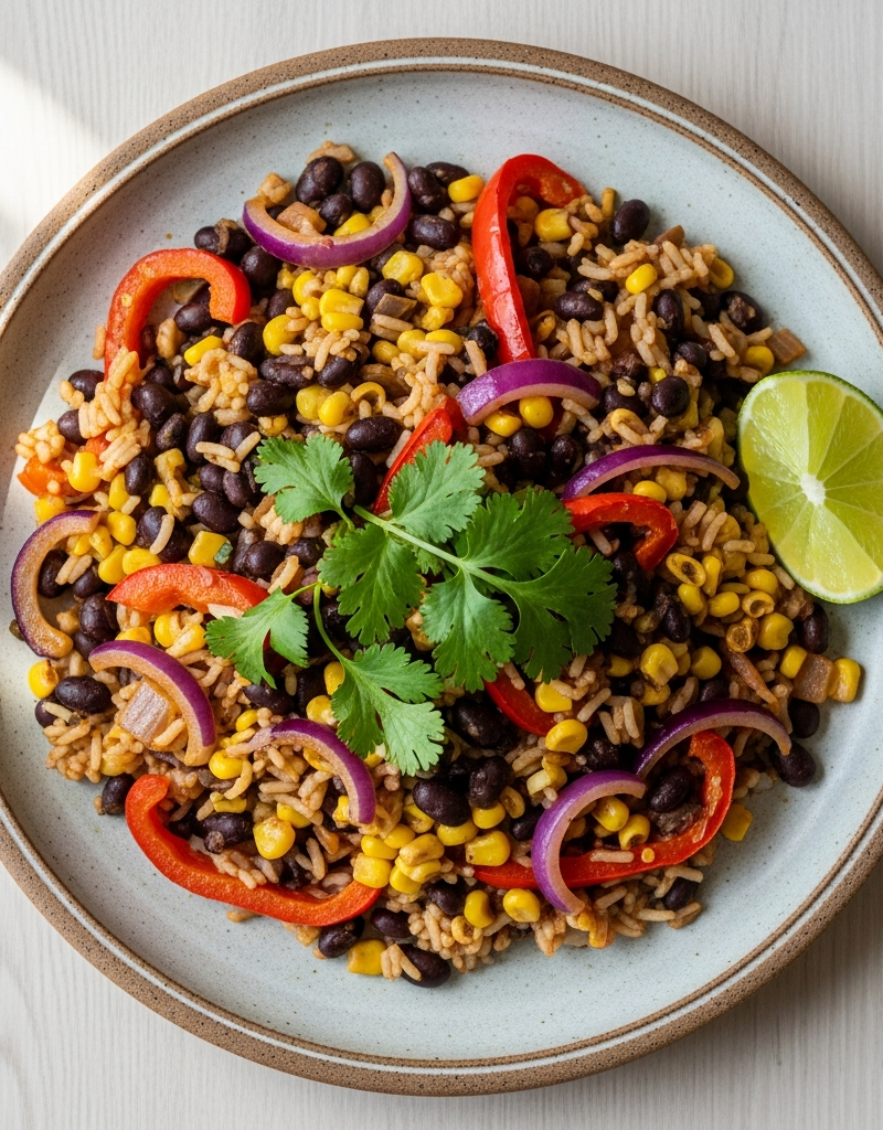 Black Bean and Corn Rice Skillet