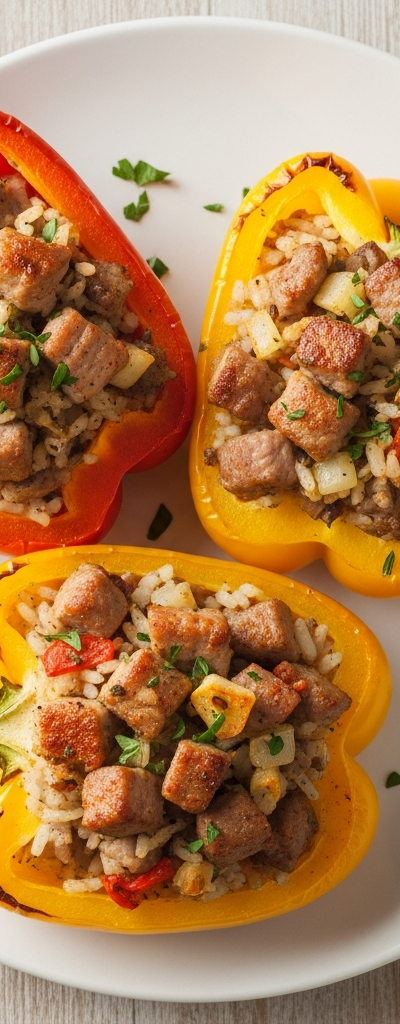 Pork Loin Stuffed Bell Peppers