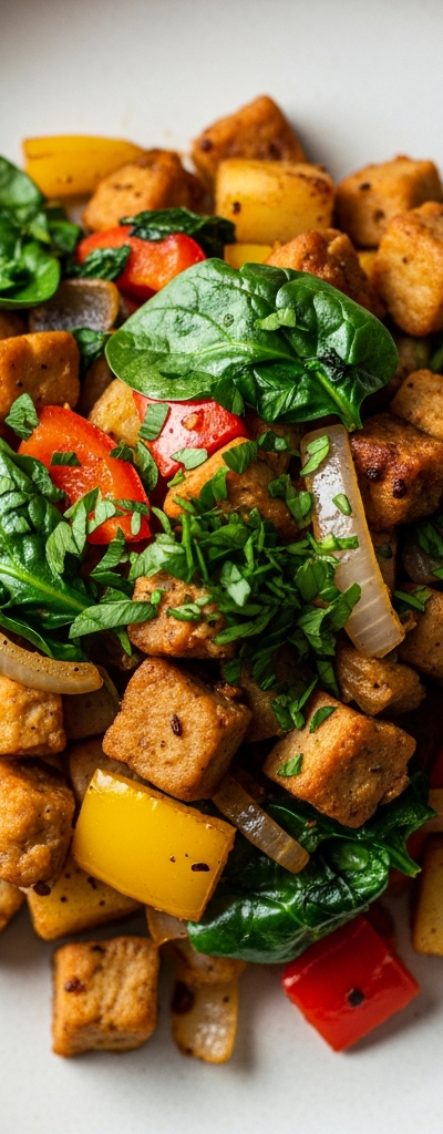 Seitan and Vegetable Hash Skillet
