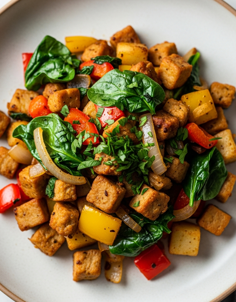 Seitan and Vegetable Hash Skillet