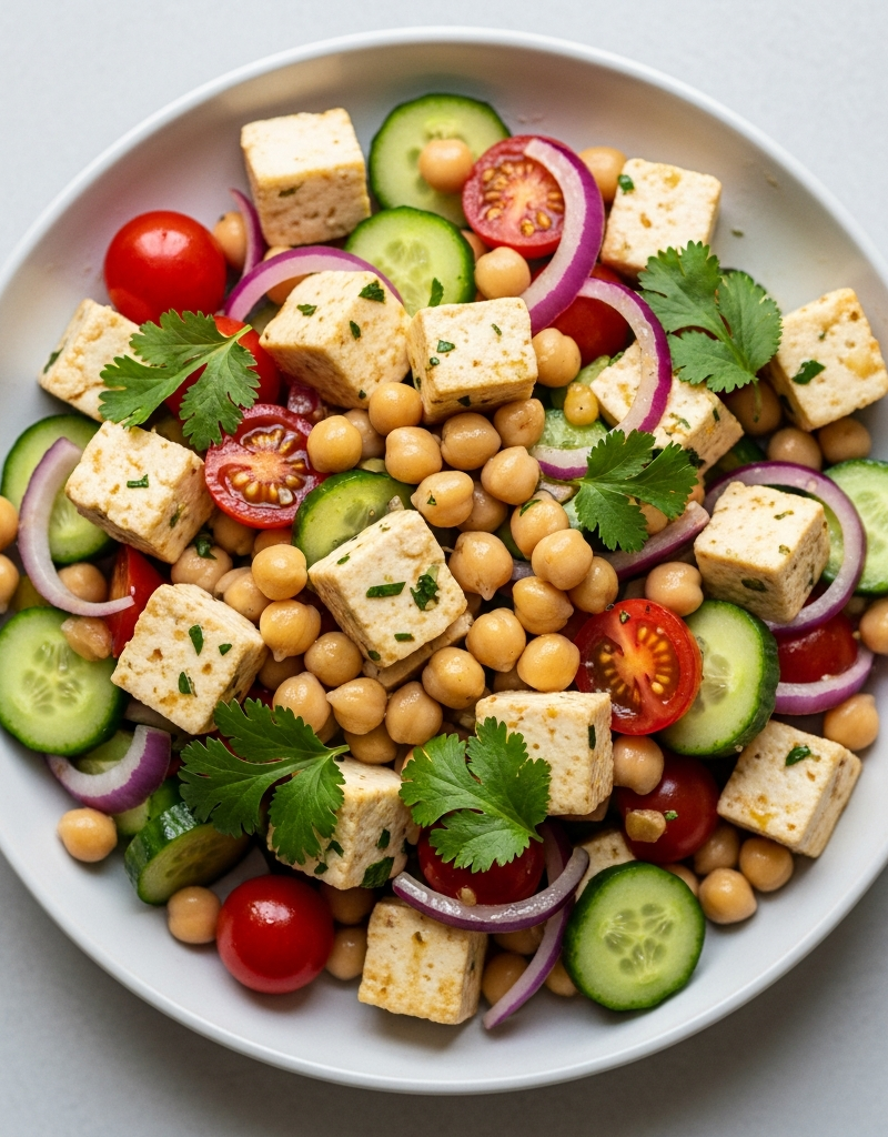 Fresh Paneer and Chickpea Salad