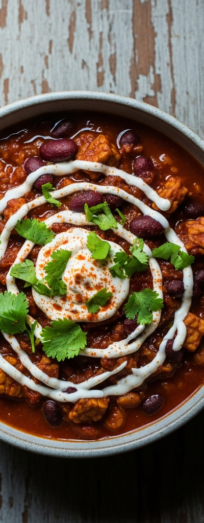 Quick Tempeh and Bean Chili