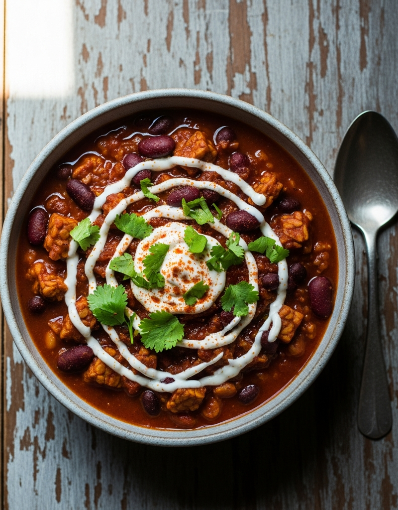 Quick Tempeh and Bean Chili