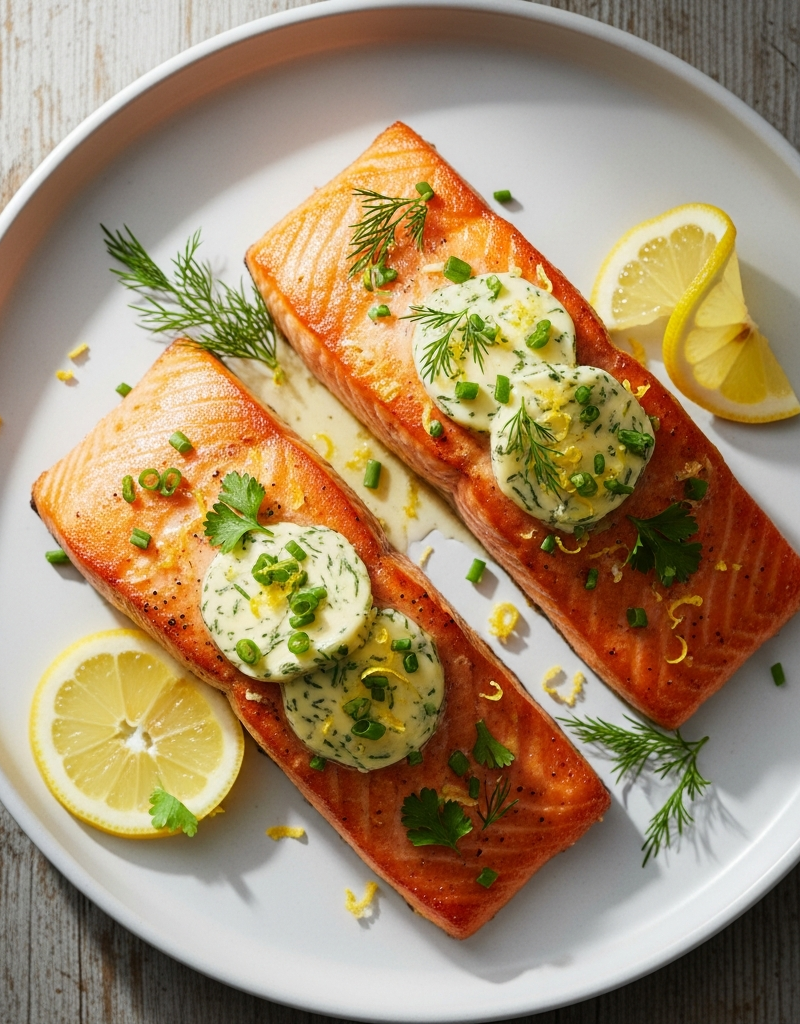 Seared Salmon with Lemon Herb Butter