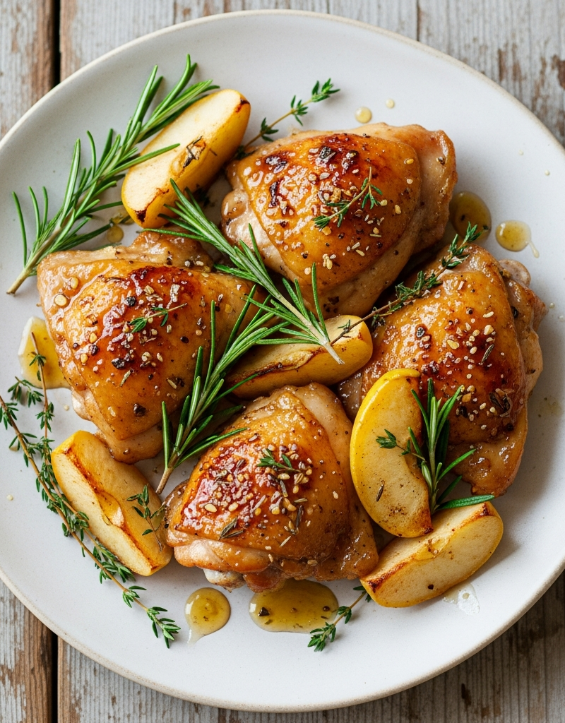 Honey-Glazed Chicken Thighs with Roasted Apples