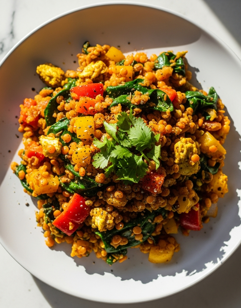Red Lentil Breakfast Scramble