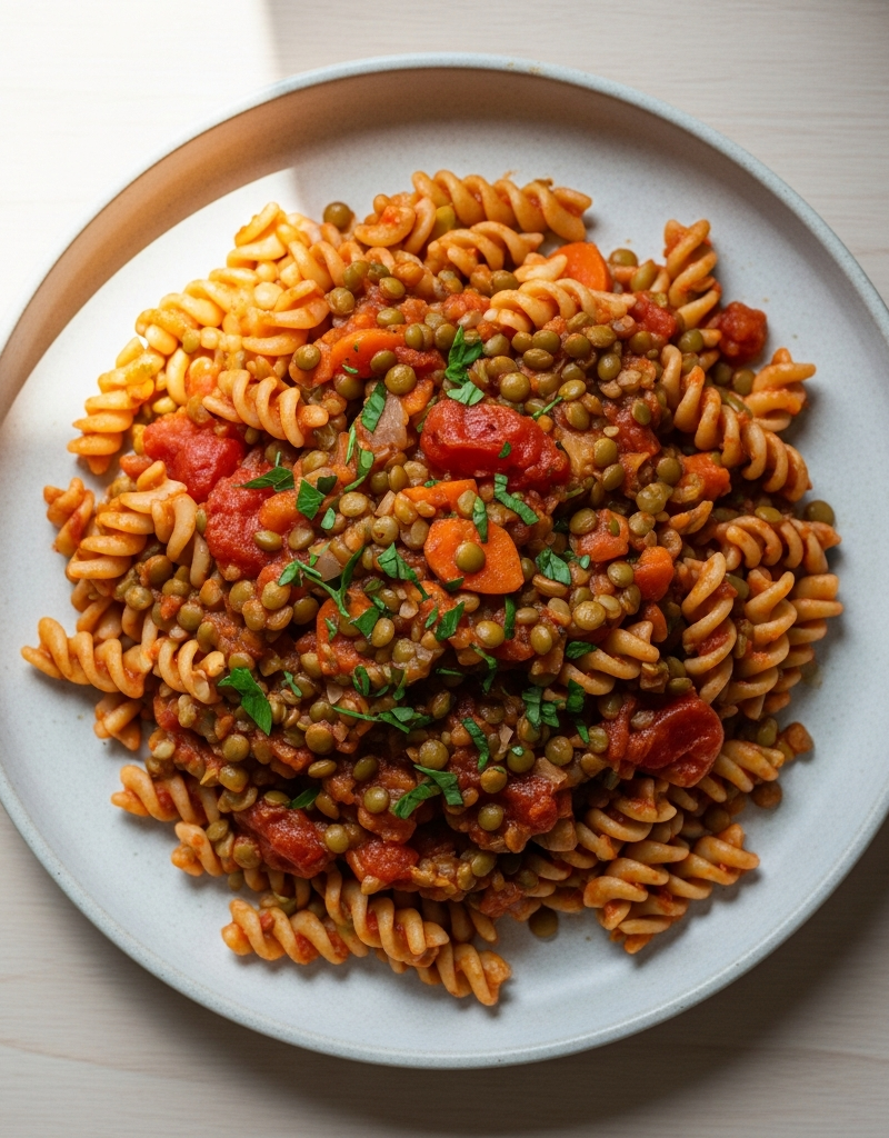 Vegan Tomato Lentil Pasta