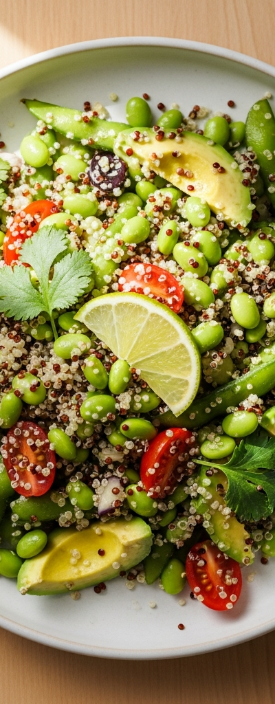 Edamame Quinoa Salad with Avocado and Lime
