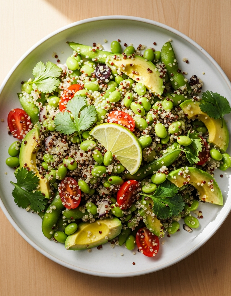 Edamame Quinoa Salad with Avocado and Lime