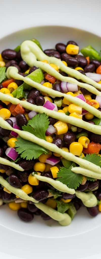 Black Bean and Corn Salad with Avocado Dressing