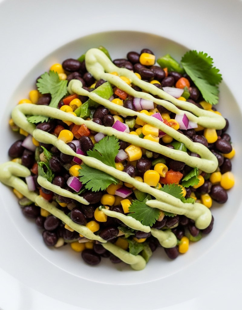 Black Bean and Corn Salad with Avocado Dressing