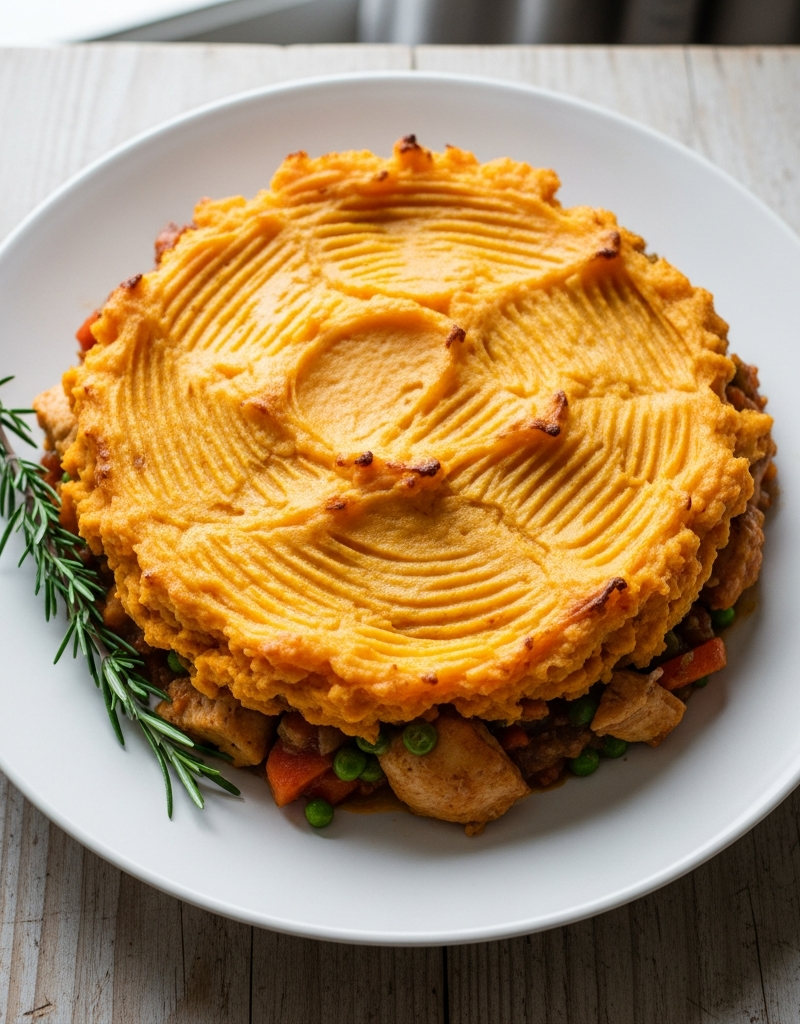 Sweet Potato and Chicken Cottage Casserole