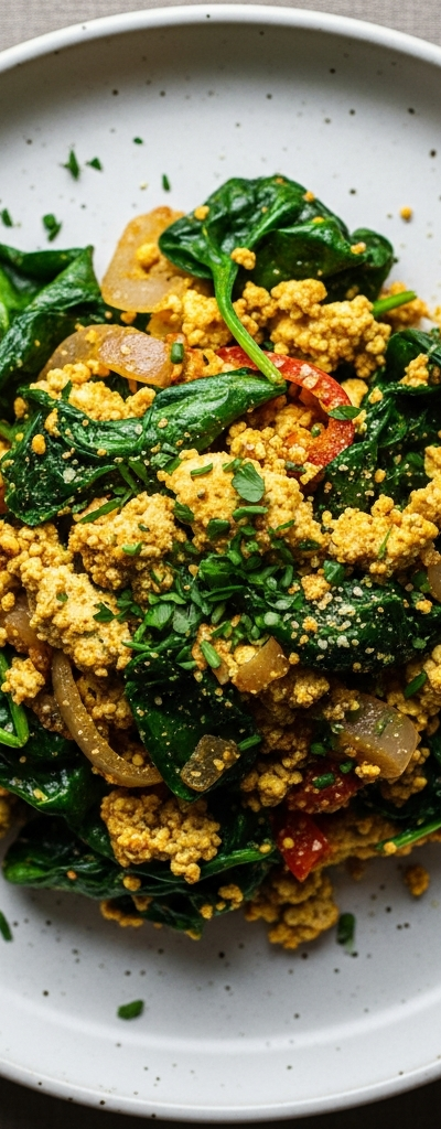 Tofu Spinach Breakfast Scramble