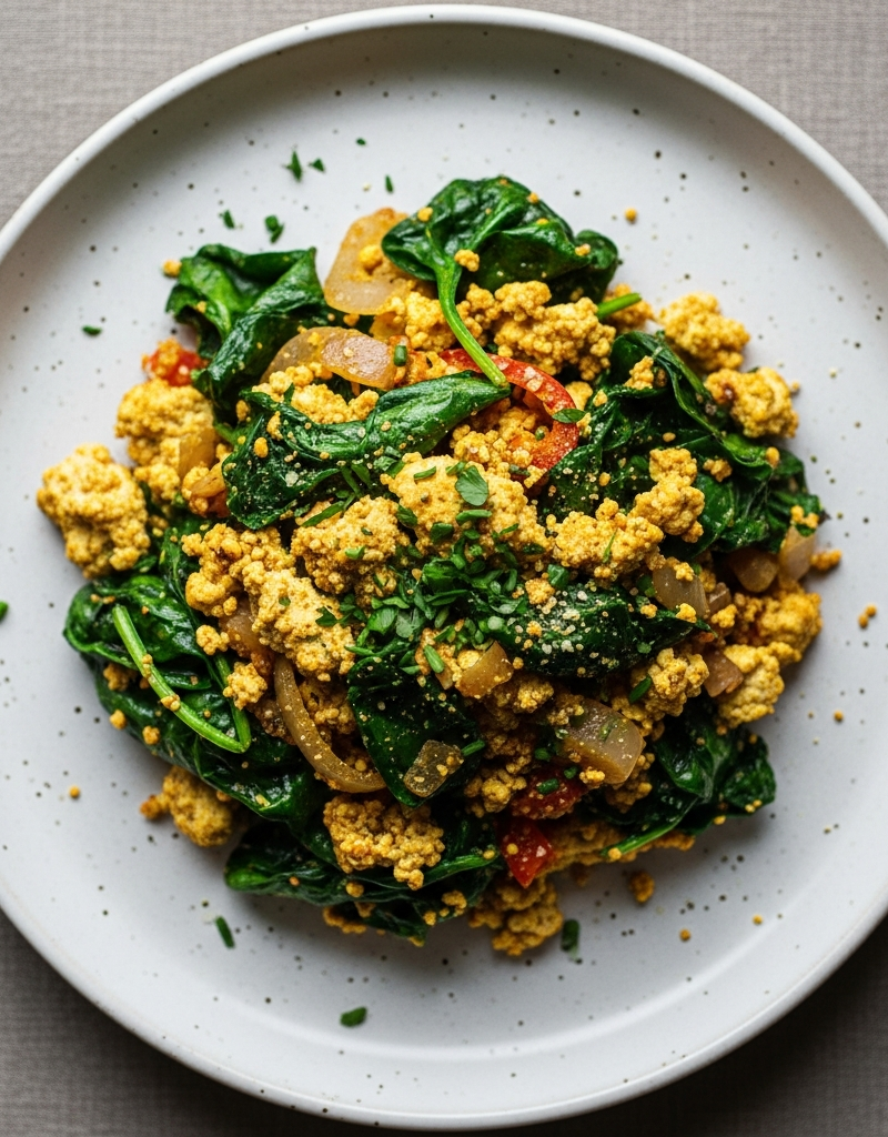 Tofu Spinach Breakfast Scramble