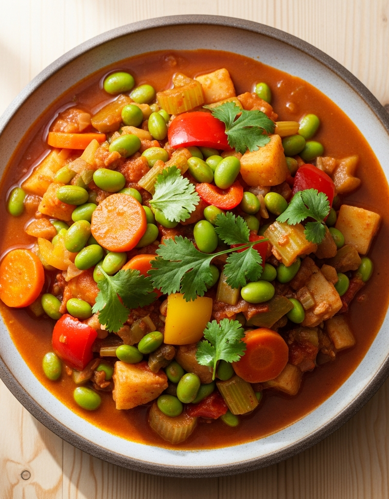 Spicy Edamame and Vegetable Stew