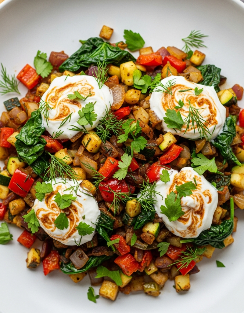 Greek Yogurt Veggie Skillet Hash