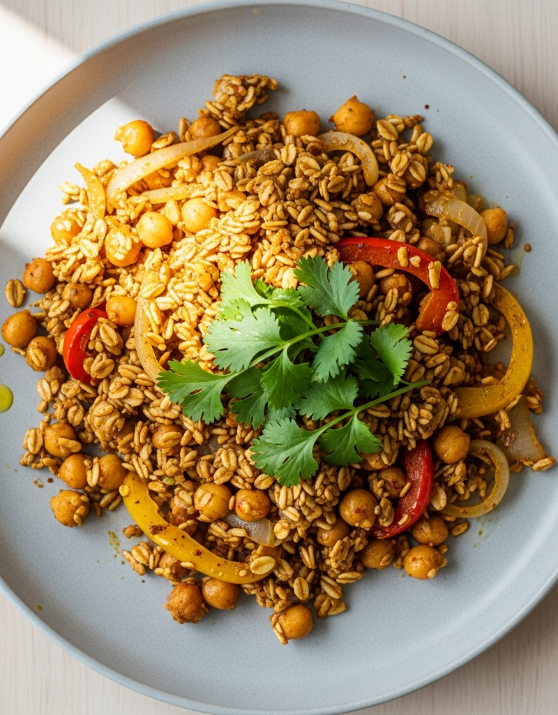 Savory Oat and Chickpea Skillet