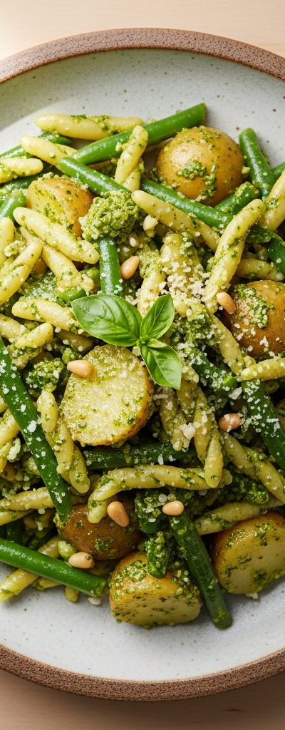 Pesto Pasta with Green Beans and Potatoes