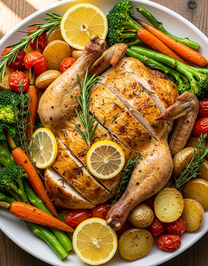 Lemon and Herb Roast Chicken with Vegetables