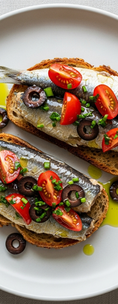 Sardines on Toast with Tomato and Olive Oil
