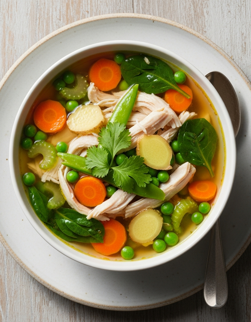 Chicken and Vegetable Soup with Ginger