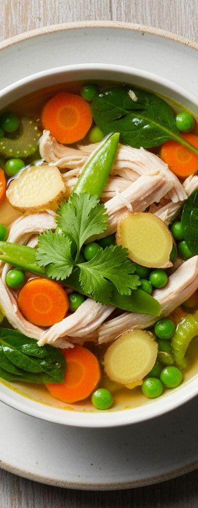 Chicken and Vegetable Soup with Ginger