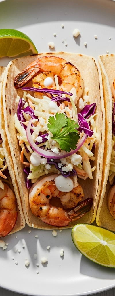 Shrimp Tacos with Cabbage Slaw