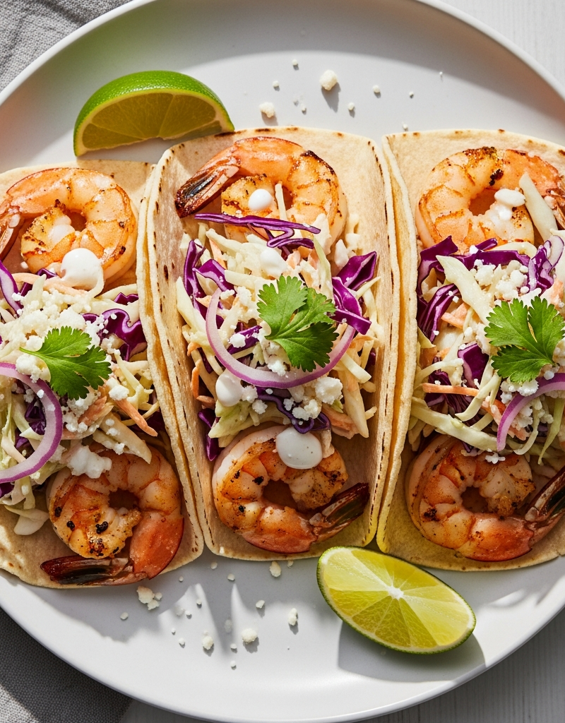 Shrimp Tacos with Cabbage Slaw