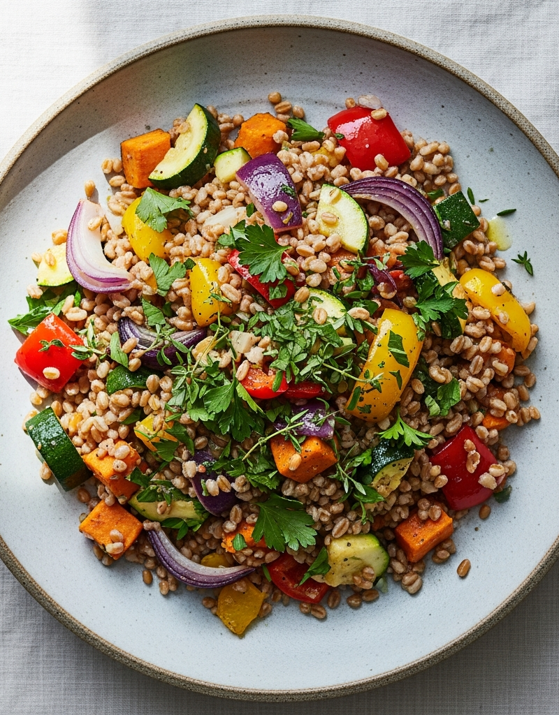 Farro Salad with Roasted Vegetables