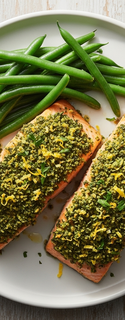 Herb-Crusted Salmon with Green Beans