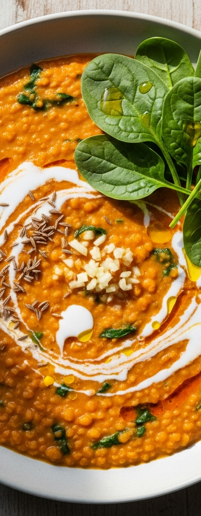 Red Lentil Dal with Spinach