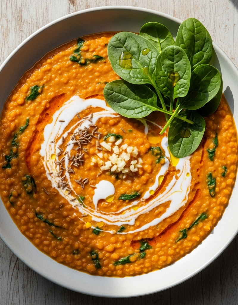Red Lentil Dal with Spinach