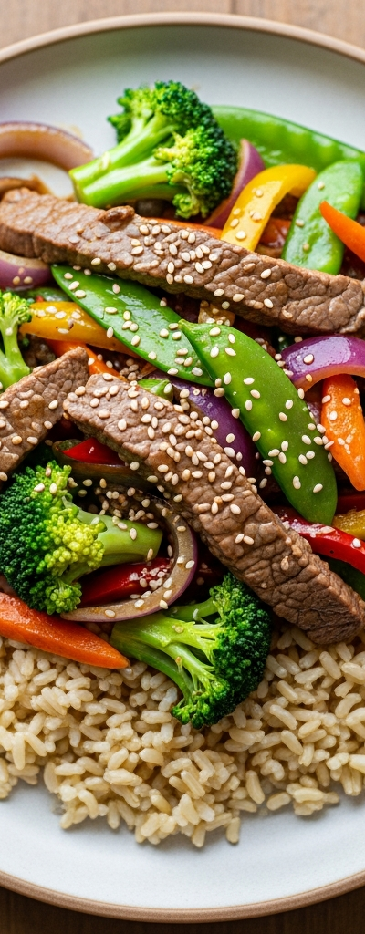 Lean Beef and Vegetable Stir-Fry with Brown Rice