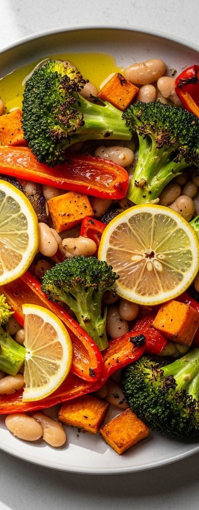 Roasted Vegetable and White Bean Traybake
