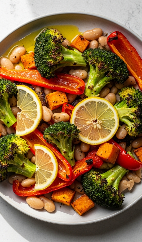 Roasted Vegetable and White Bean Traybake
