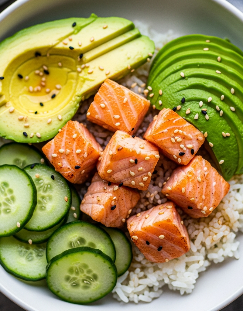 Salmon and Avocado Poke Bowl