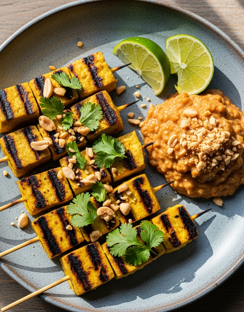 Thai Tofu Satay with Peanut Sauce